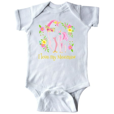 

Inktastic I Love My Meemaw Unicorn with Pink and Yellow Flowers Gift Baby Boy or Baby Girl Bodysuit
