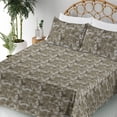 thumbnail image 3 of Ambesonne Floral Fitted & Flat Sheet with Shams 4 Pcs Set, Vintage Art Spring Flowers, King, Olive Green White and Cocoa, 3 of 5