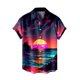 thumbnail image 2 of Camisas Manga Larga Hombre Camisa de estilo casual de manga corta para hombre Camisa de solapa con botones con estampado 3D de puesta de sol de junto al mar Cárdigan de manga corta (Red, XL), 2 of 4