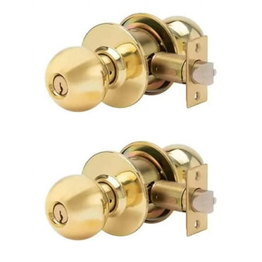 HNF Shop Keyed Entry Door Knobs, Alike Key Knob Gold with Grade 3 Lock, 2 Pack