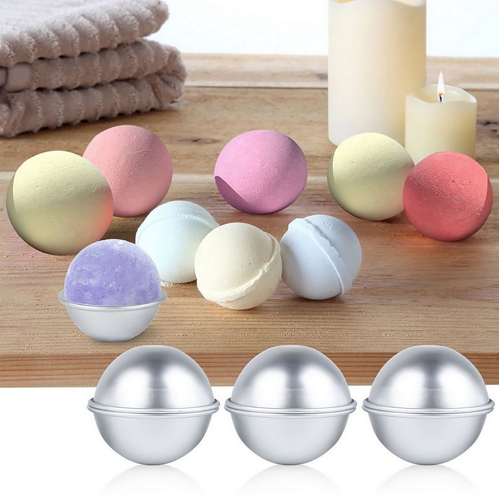 12 Pieces Metal Bath Bomb Molds Bath Ball Molds for Crafts Bath Bomb  Handmade Soaps Candle Cake Ice Cream Baking Handicrafts Making Supplies  (1.77
