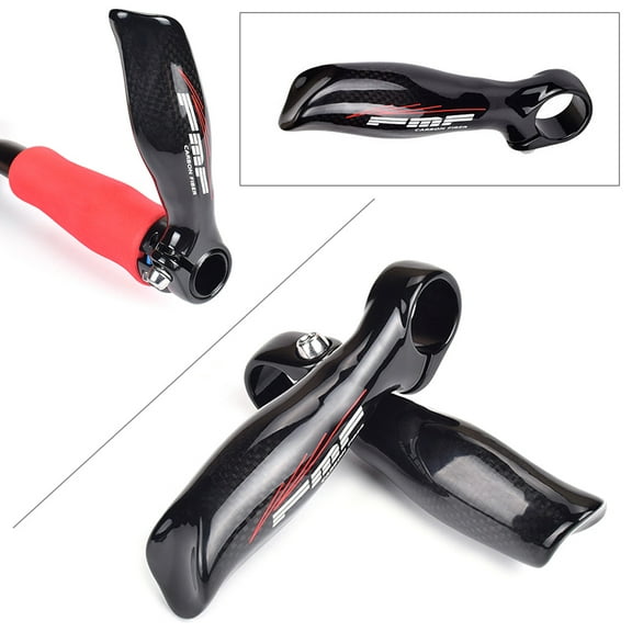 3K Carbon Fiber MTB Road Bike Handlebar Ergonomic End Bar Bicycle Bar Ends Pair