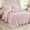 Pink-Full, variant on Gray Queen Size 3-Piece Light Gray Gingham Ruffle Bedspread Quilt Set