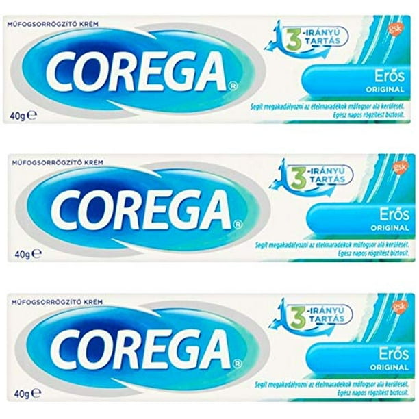 jungle sjaal binnenplaats Corega Denture Adhesive Cream Original Extra Strong 40 g (3 PACK) -  Walmart.com