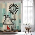 thumbnail image 5 of Farmhouse Shower Curtain Windmill Shower Curtain Country Barn Farm Vintage Western Bathroom Shower Curtain Rustic Shower Curtain Set Decor with 12Hooks 72x72inch (B), 5 of 6