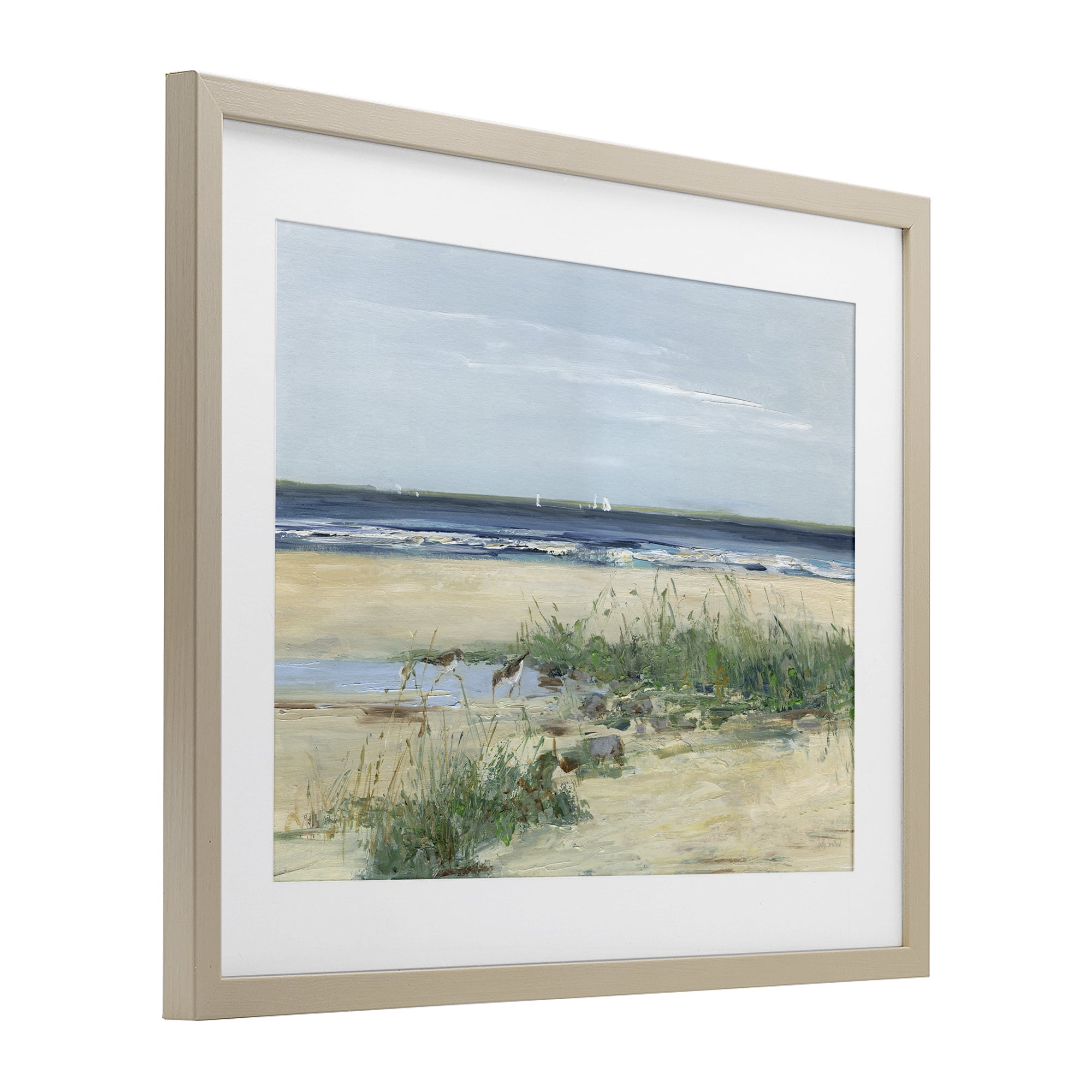 Stupell Industries Beach Marsh Sandpipers Birch Framed Print Under Glass, design by Sally Swatland