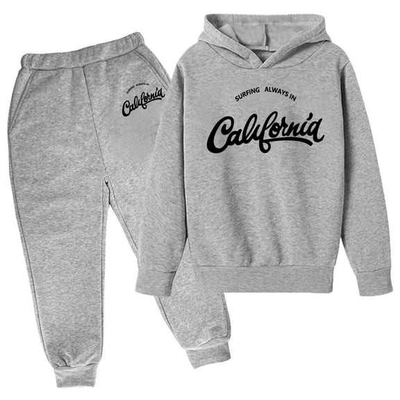 Kiijoy Boys Sweatsuit California Printed Pullover Hoodie Sweatpants Casual Sports Outfits