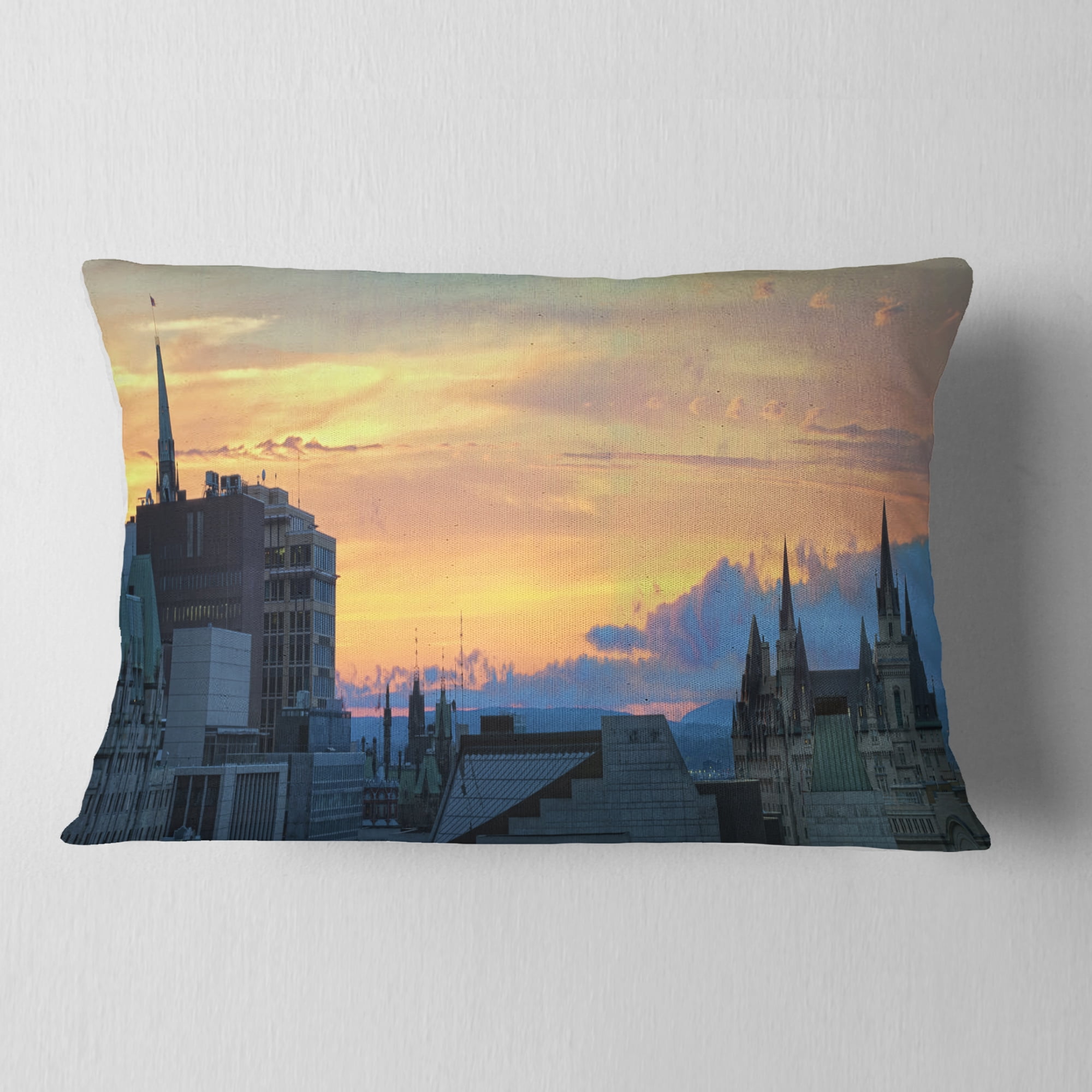 Designart Ottawa City Panoramic - Cityscape Photo Throw Pillow - 12x20