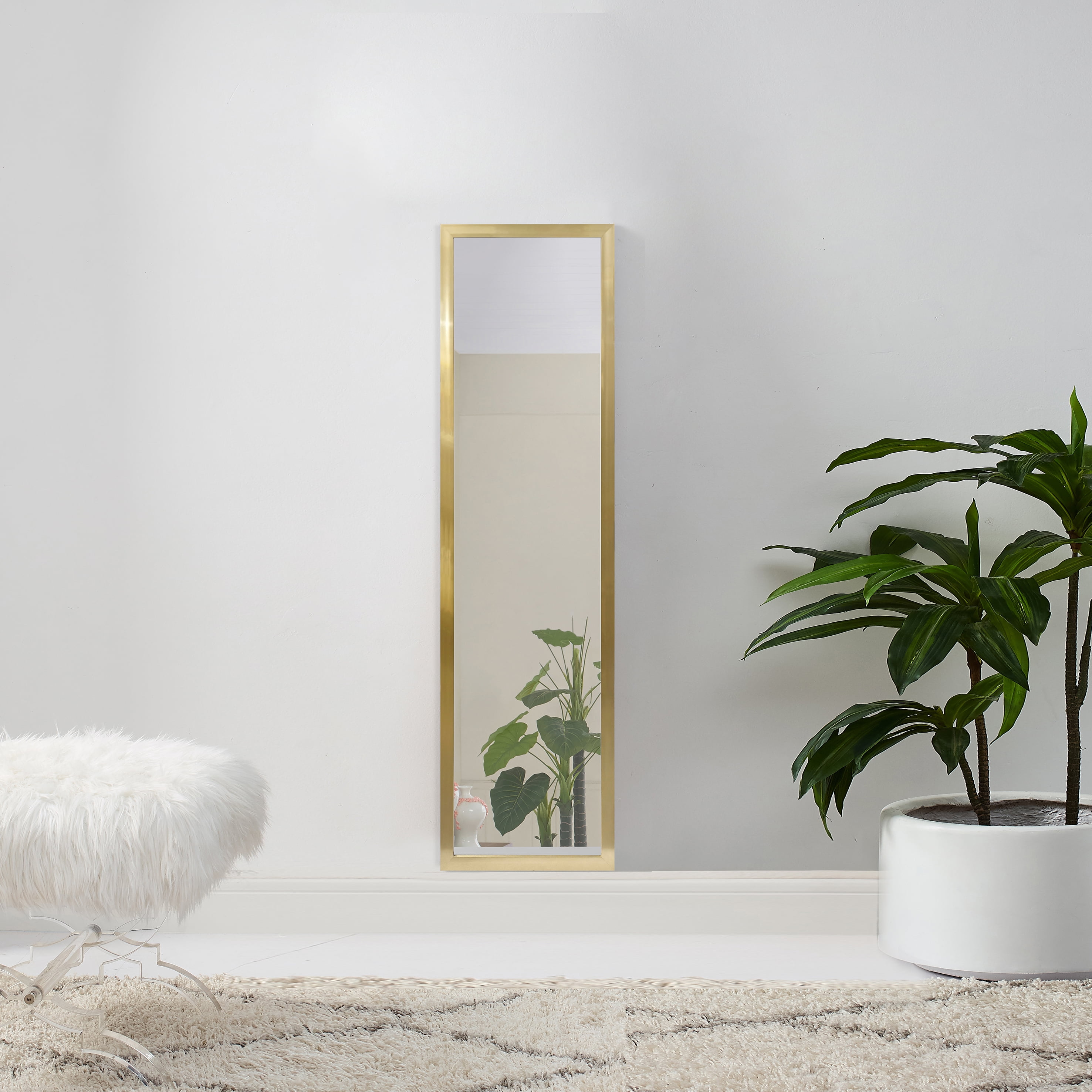 Mainstays 13.5 x 49.5 Inch Gold Rectangular Wall Mirror for Bathroom or Living Room