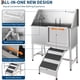 thumbnail image 3 of Estación de Baño para Perros con Escaleras, Tina Profesional de Acero Inoxidable de 34" para Grooming de Mascotas, 3 of 6