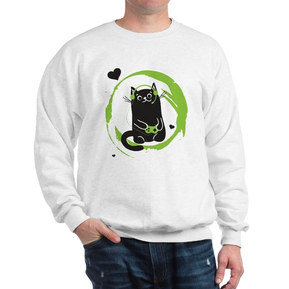 CafePress - Gamer Cat Sweatshirt - Crew Neck Sweatshirt