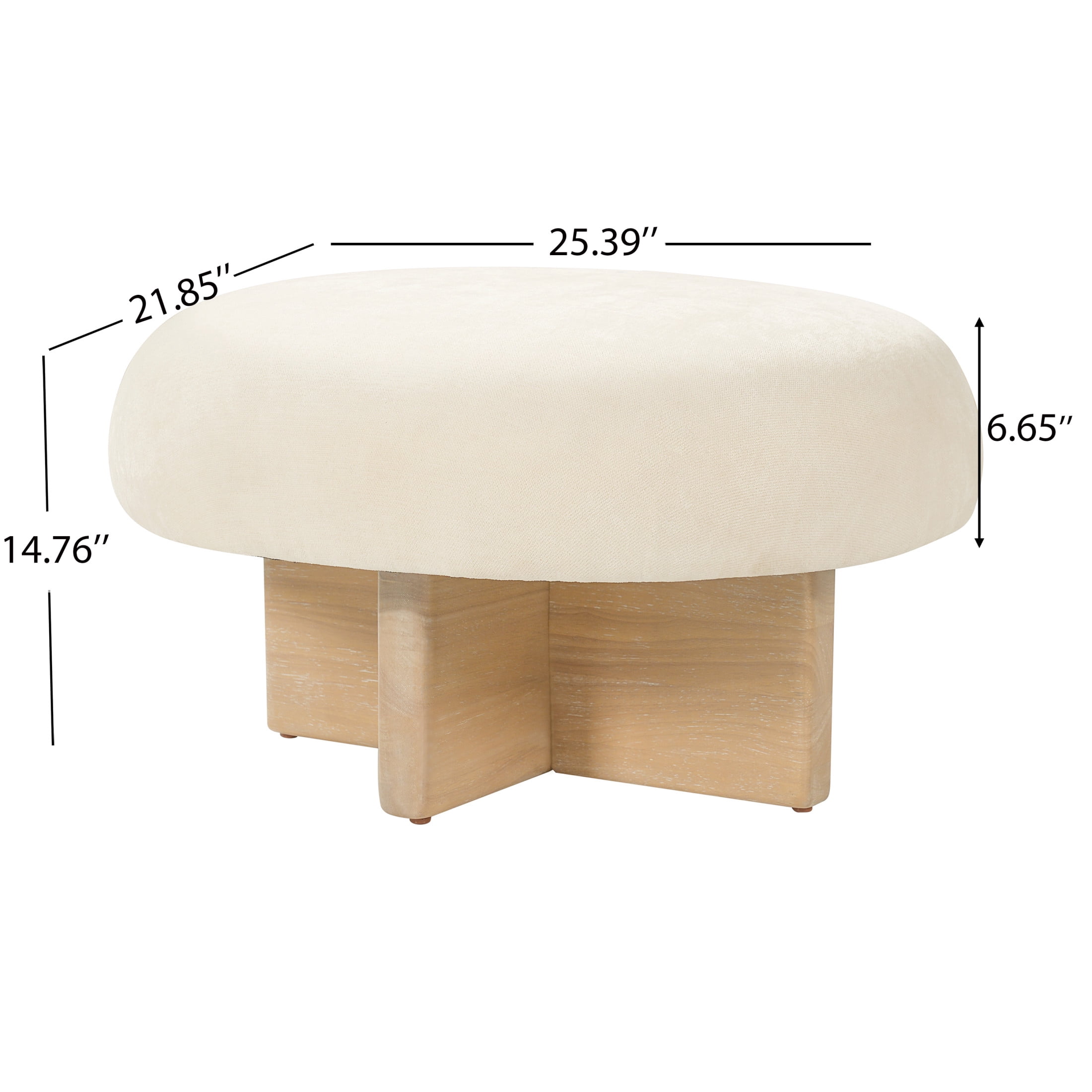 Christopher Knight Home Round Mushroom Upholstered Ottoman Stools, Set of 2, Beige + Natural