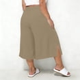 thumbnail image 6 of Bike Shorts Women Wide Leg Capris Pants Plus Size Women Elastic Waist Pockets Side Slit Lightweight Casual Summer Beach Travel Cropped Pants Khaki XL, 6 of 6