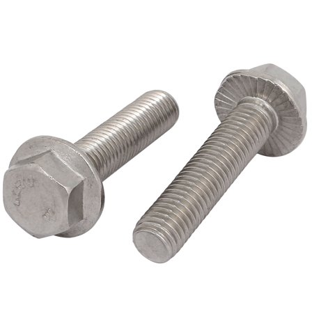 Unique Bargains 2Pcs M10 x 45mm Thread 304 Stainless Steel Hex Serrated Head Flange Screw Bolt