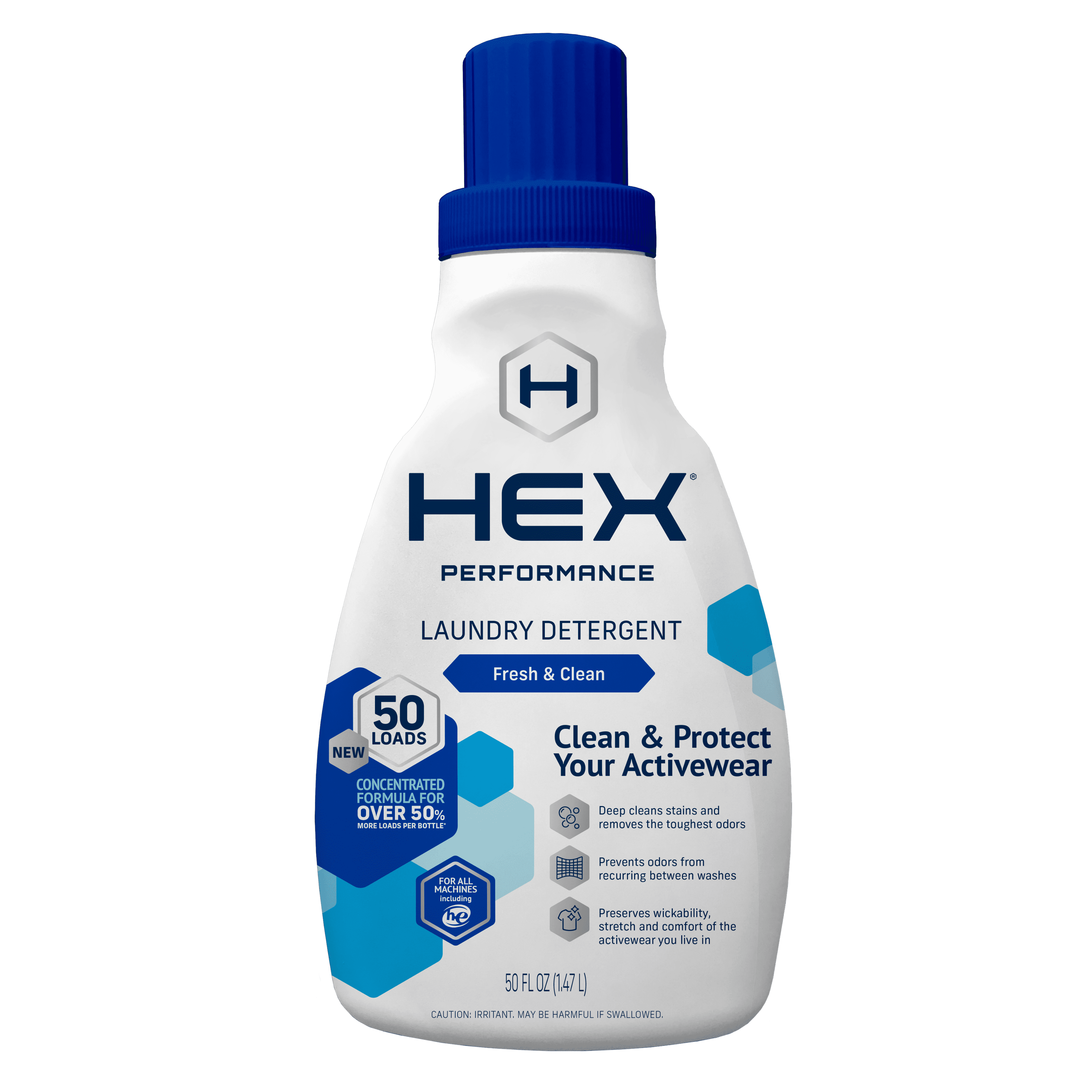 (3 pack) HEX Performance Fresh & Clean Scent Detergent, 50 loads