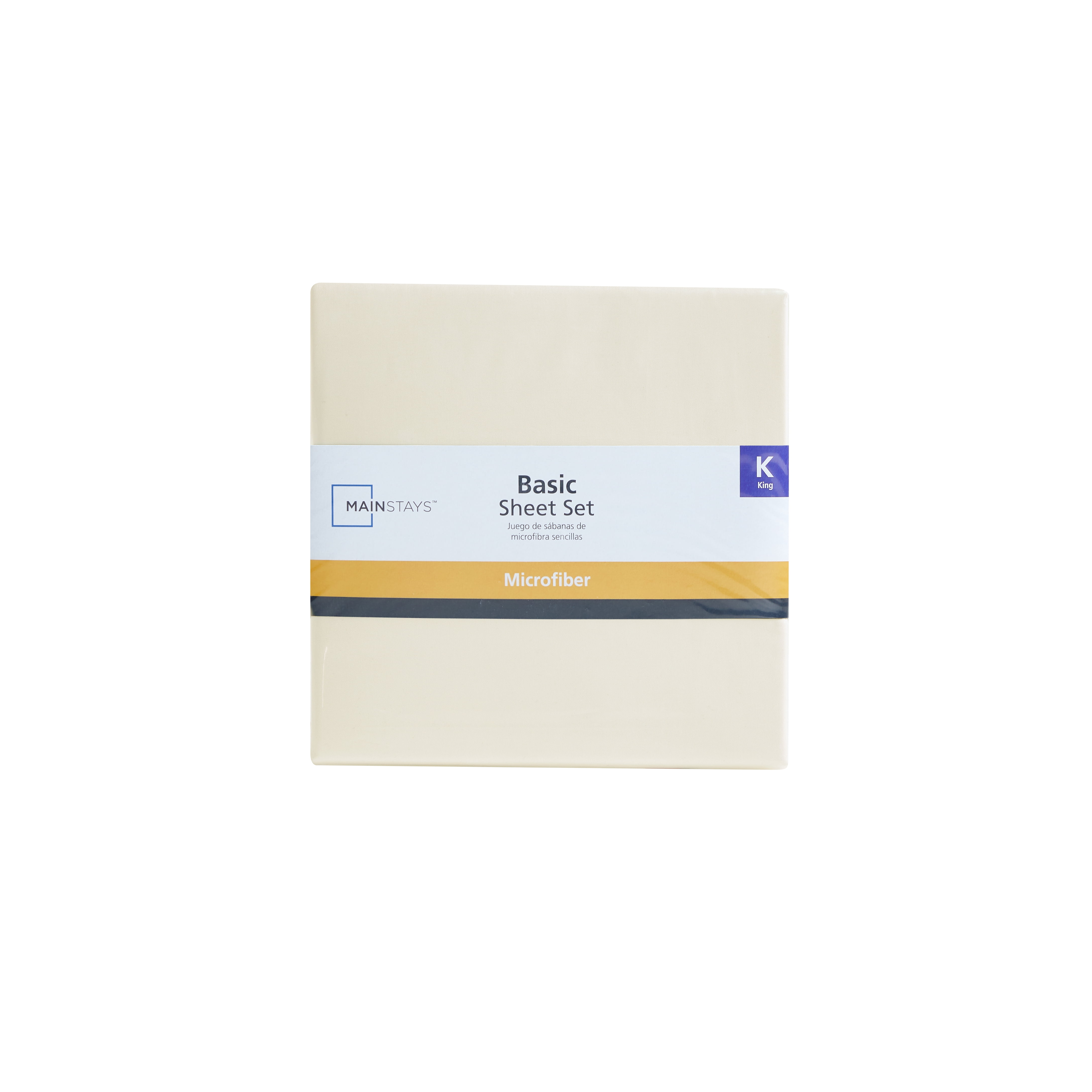 Mainstays Basic Value Microfiber Bed Sheet Set, Fresh Ivory, King, 4 Piece