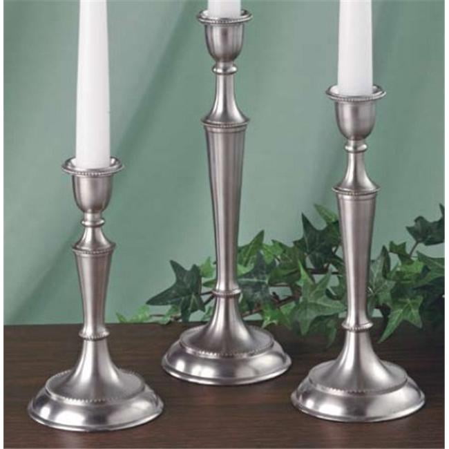 Biedermann /& Sons Pewter Finish Taper Candle Holders Set of 3 Assorted Heights H6530