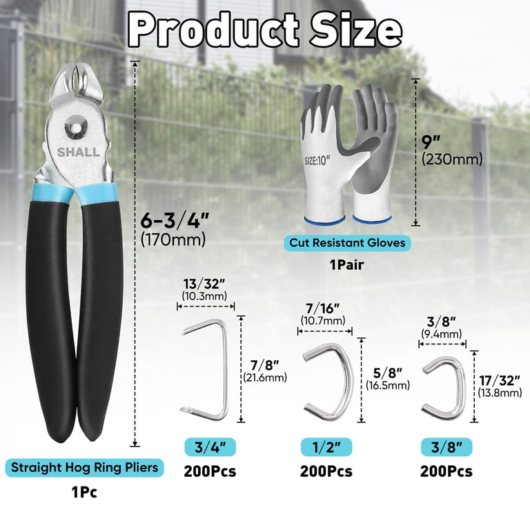 Professional Hog Ring Pliers Set With 150 Galvanized Rings - Upholstery, Caging & Repair Tool Kit