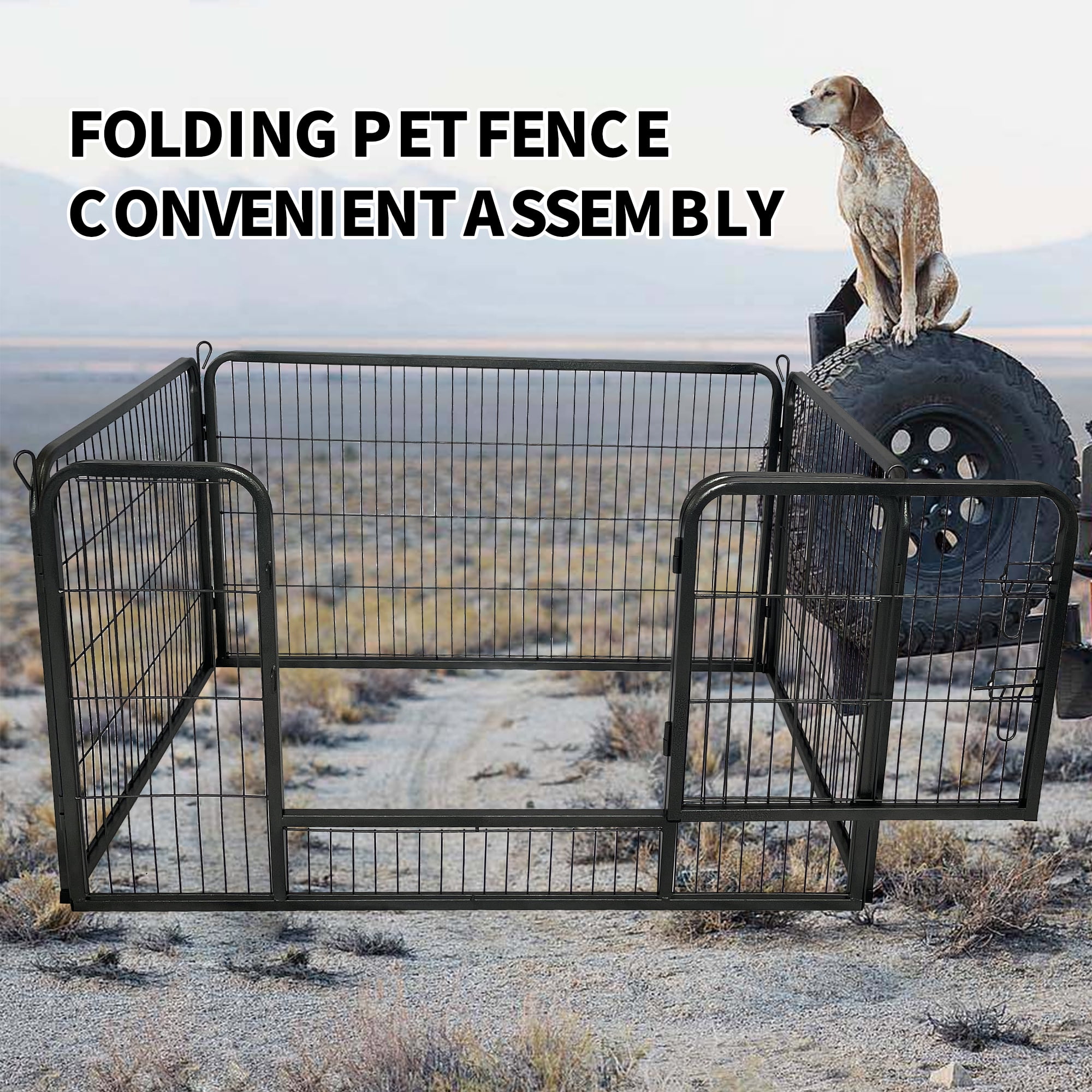 Pefilos 27" Dog Fence 4-Panels Indoor Metal Puppy Dog Run Fence / Iron Pet Dog Playpen, Black Pefilos 27" Dog Fence 4-Panels Indoor Metal Puppy Dog Run Fence / Iron Pet Dog Playpen, Black