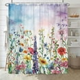 thumbnail image 3 of Farmhouse Rustic Boho Floral Shower Curtain, Colorful Watercolor Wildflower Flower Botanical Shower Curtain, Minimalist Aesthetic Floral Shower curtains for bathroom, with Hooks, 72x84IN(Colorful ), 3 of 5