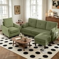 thumbnail image 4 of Soscana Convertible Sectional Sofa & Accent Chair,3 Seat L Shaped Couch with Reversible Storage Ottoman&Side Pockets, for Living Room Office Apartment Apt, 4 of 8