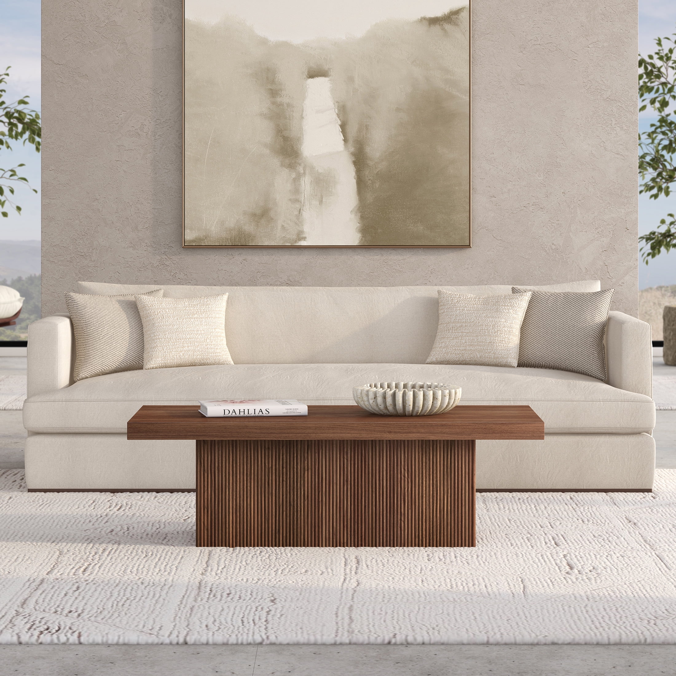 Evelyn&Zoe Modern/Contemporary 48" Wide Satin Walnut Coffee Table