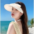 thumbnail image 2 of Sun Hats for Women, Visor Hats for Women with 1pc White Hat Clip, Beige Summer Adjustable Bow Empty Beach Hats Offers Excellent Sun Protection on Summer Days and Keep You Cool Forever, 2 of 7