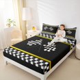 thumbnail image 4 of Homewish Sports Car Queen Sheet Set (4-Piece) Racing Flag White Black Yellow Decor For Boys, 4 of 7
