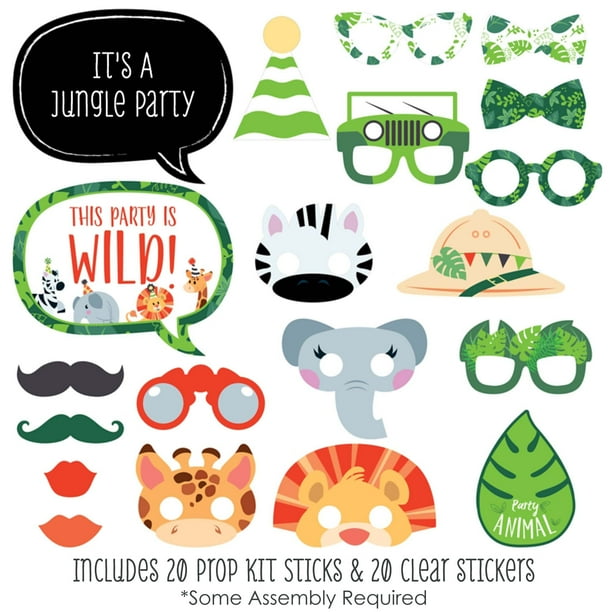 Big Dot of Happiness Jungle Party Animals - Safari Zoo Animal Birthday  Party or Baby Shower Photo Booth Props Kit - 20 Count - Walmart.com