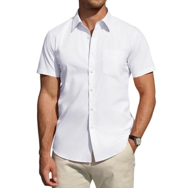 Youclos Men's Short Sleeve Dress Shirts Casual Button Down Shirt Regular Fit
