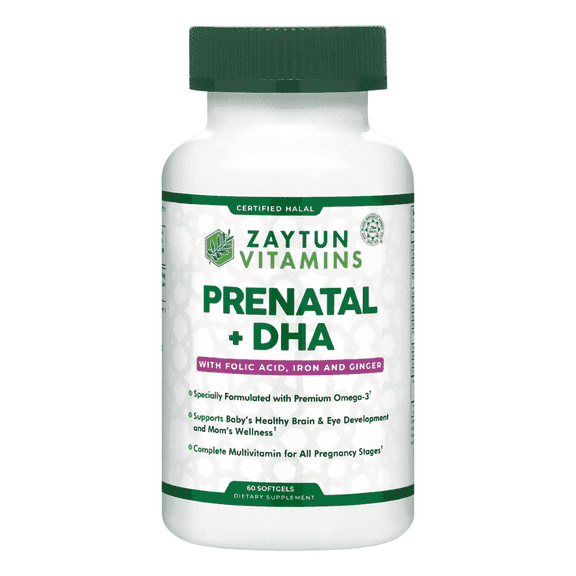 Zaytun Vitamins Halal Prenatal DHA Multivitamin Softgels, 60 Softgels
