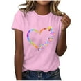 thumbnail image 2 of Lilgiuy National Pet Day Dog Paw Love Heart Print T-Shirt for Women Summer Short Sleeve Graphic Tee Shirts Blouse Colorful Dog Mom Tee Tops Casual Crewneck Tees(Pink,L), 2 of 4