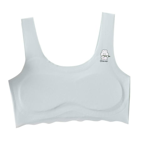Girls Bras Silky Seamless Bra Cute Printed Padded Sports Bra Comfort Summer Cooling Bralette  Light Blue  11 Years