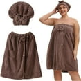 thumbnail image 1 of Lunerva Wraps, Plus-Size Adjustable Bath Skirt & Quick-Dry Cap Set, Soft Coral Fleece, Secure Non-Slip Closure, Fast Drying, 1 of 6