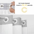 thumbnail image 5 of Grey No Hook Shower Curtain Waterproof, Bathroom Curtains with Snap in Liners and See Through Top Window, Vintage Leather Patterned Texture Solid Modern Hotel Style Bathtub Curtains Shower 72"Wx84"L, 5 of 8