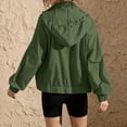 thumbnail image 5 of Xaqiouau Womens Solid Color Thin Waterproof Hooded Full Zip Windbreaker Relaxed Fit Raglan Sleeve Elastic Cuff Hem Spring Summer Fall Outdoor Casual Wind Jacket Army Green M, 5 of 8