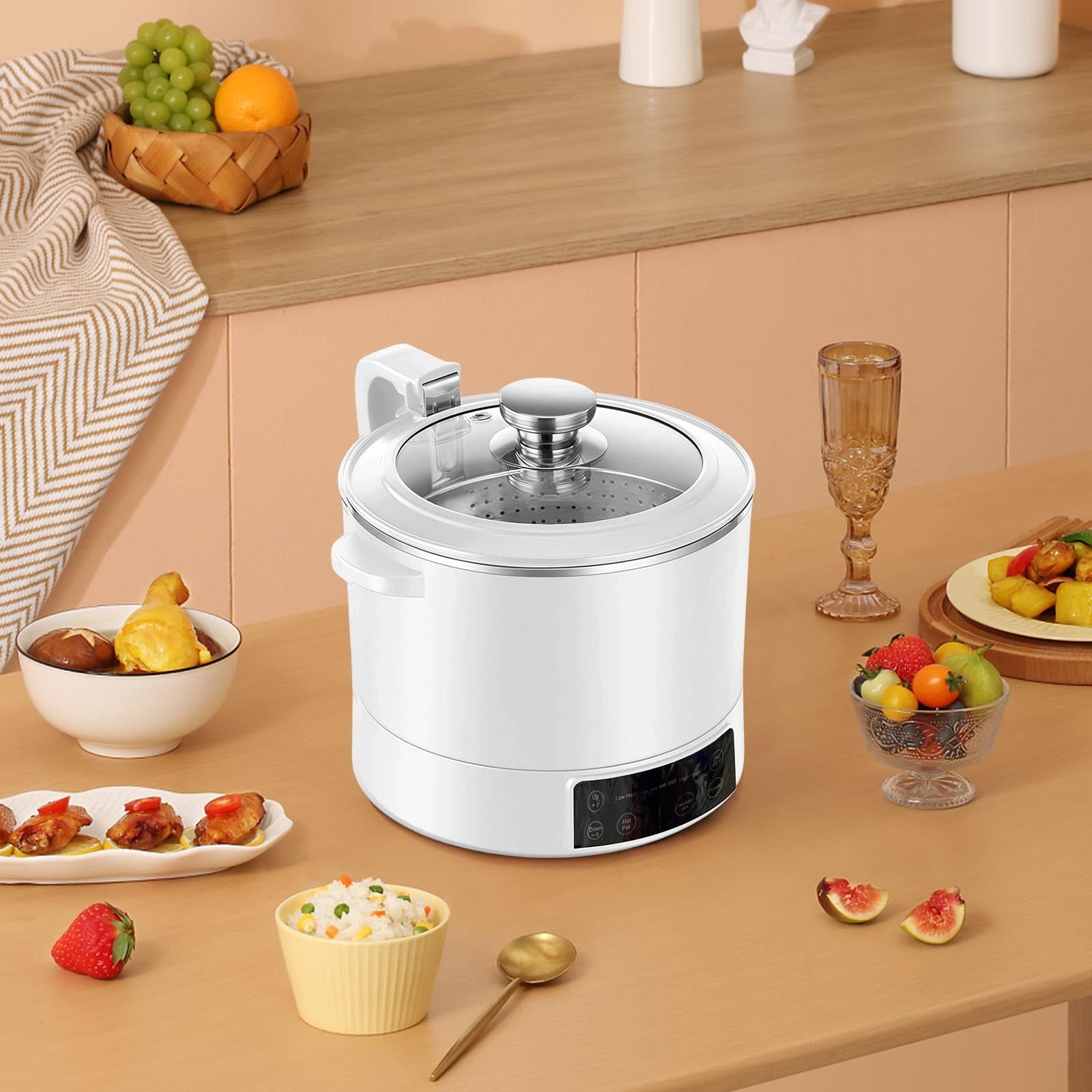 Xecvkr Rice Cooker Lifting Removal Basket Intelligent Fast Heating Family Home Steamer Adjustable Carb Health Timer Reservation 110V 1 Set 3L