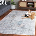 thumbnail image 5 of SAFAVIEH Arizona Carson Distressed Polyester Machine Washable Area Rug, Dark Green/Beige, 4' x 6', 5 of 13