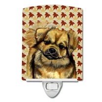 Caroline's Treasures LH9124CNL Tibetan Spaniel Fall Leaves Portrait Ceramic Night Light, 6x4x3", multicolor