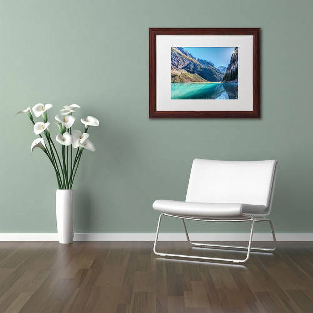 Trademark Fine Art 'Lake Louise Sunburst' Canvas Art by Pierre Leclerc, White Matte, Wood Frame