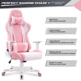 thumbnail image 4 of Furniwell Gaming Racing Computer PC Office Desk Chair - Adjustable Swivel High Back Carbon Fiber Style PU Leather Executive Ergonomic With Headrest and Lumbar Support (Pink), 4 of 17