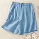 thumbnail image 1 of mfyjkho Pantalones Cortos Para Correr, Pantalones Cortos De Lino Con Bolsillos Laterales Y Cintura Elástica Con Cordón Para Mujer Pantalones Cortos Casuales Para Mujer M, 1 of 9