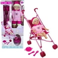 thumbnail image 6 of Lissi: 16" Baby Doll & Umbrella Stroller Set - Pink Butterfly Outfit, Matching Hat, Foldable Stroller, Toy Accessories, Plate-Fork-Spoon, Kids 3+, 6 of 6