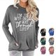 thumbnail image 2 of Jersey de cuello redondo para mujer, jersey de manga larga transpirable con patrón de alfabeto, Tops para mujer con bolsillo para uso diario, gris claro XXL, 2 of 6