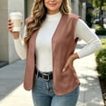 thumbnail image 4 of Atkumj Women Vest Warm Loose Fleece Vest Women Casual Lightweight Solid Color Cardigans for Women for Fall Winter XL, 4 of 5
