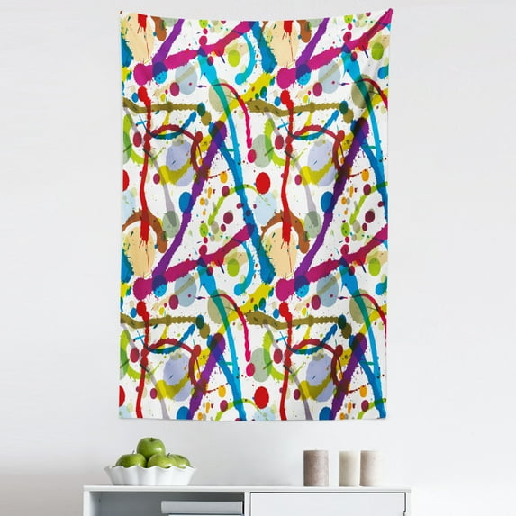 Grunge Tapestry, Colorful Ink Splatters Creative Inspiration Stained Dirty Messy Display, Fabric Wall Hanging Decor for Bedroom Living Room Dorm, 5 Sizes, Multicolor, by Ambesonne