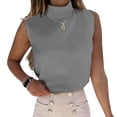thumbnail image 4 of WNEGSTG Womens Elegant Mockneck Knitted Sleeveless Sweater Pullover Spring Casual Solid Color Tank Blouse Top Gray, 4 of 5