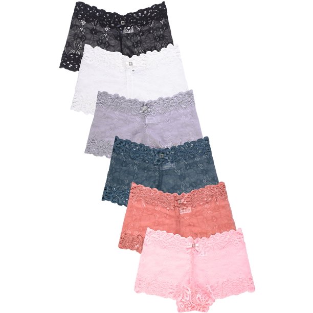 Blended 6 Pack of Womens Underwear Hipster Panties LowRise Boyshorts w/ Rhinestone Walmart