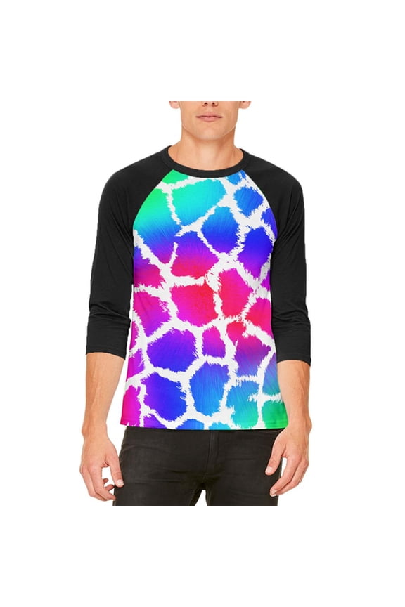 Show Your Colors Spots Gay Pride Rainbow Mens Raglan T Shirt White-Black X-LG
