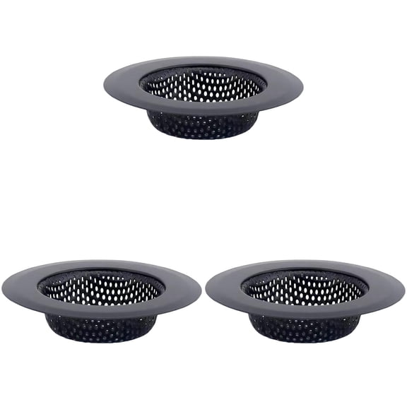 Tanuke 3Pcs Black Stainless Steel Mesh Sink Drain Strainer, Kitchen Filter Trap Basket, Large Food Catch for Bathroom Bathtub Wash basin Floor drain balcony Drain Hole Electroplated Coating(11CM)